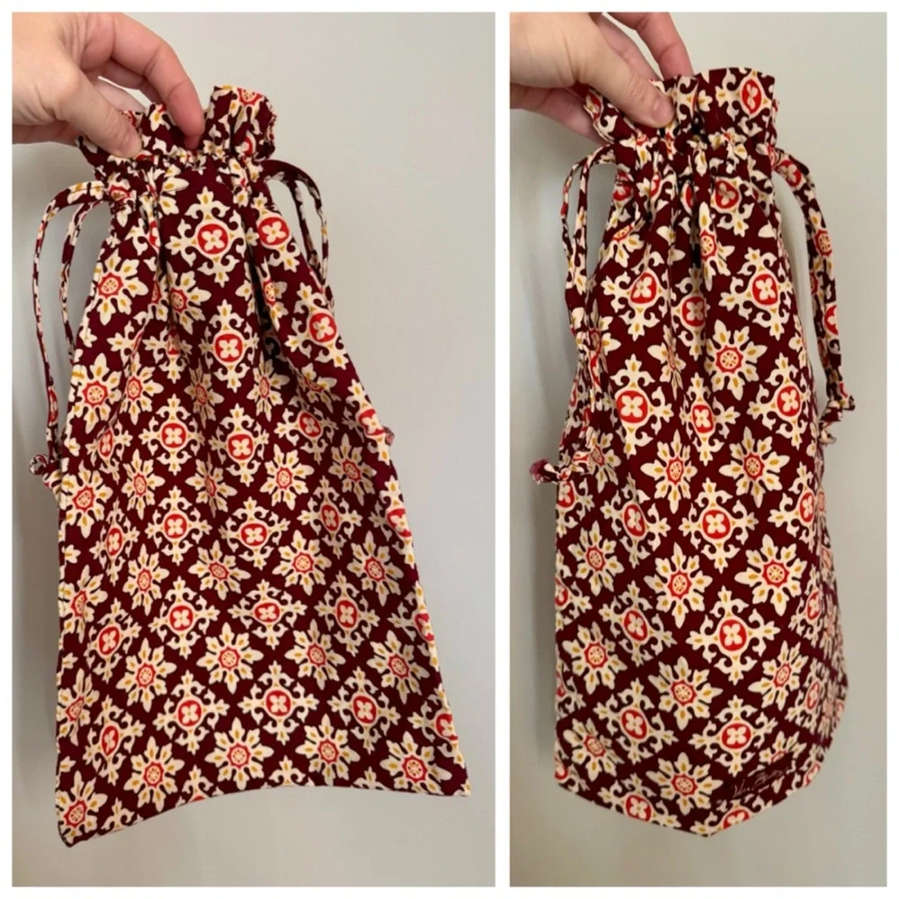 Vera Bradley Small Drawstring Ditty Bag, Medallion Maroon (Print Pattern)